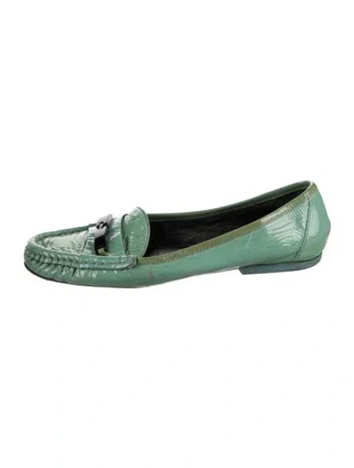 Pre-owned Marc Jacobs Patent Leather Loafers In Green