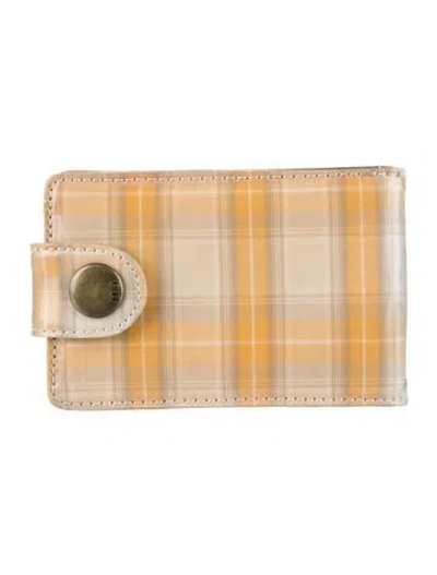 Pre-owned Marc Jacobs Patent Leather Plaid Print Wallet In Yellow