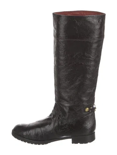Pre-owned Marc Jacobs Patent Leather Riding Boots In Black