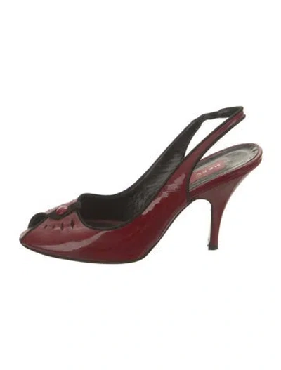 Pre-owned Marc Jacobs Patent Leather Slingback Pumps In Burgundy