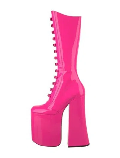 Pre-owned Marc Jacobs Patent Leather Sock Boots In Pink