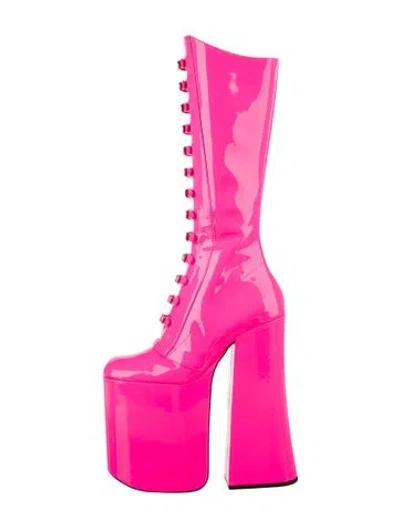 Pre-owned Marc Jacobs Patent Leather Sock Boots In Pink