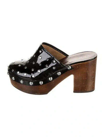 Pre-owned Marc Jacobs Patent Leather Studded Accents Mules In Black