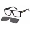 Marc Jacobs Pattern Black/grey Clip-on Square Men's Eyeglasses Marc 672/cs 003k/ir 58 In Black