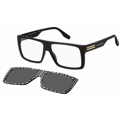 Marc Jacobs Pattern Black/grey Clip-on Square Men's Eyeglasses Marc 672/cs 003k/ir 58