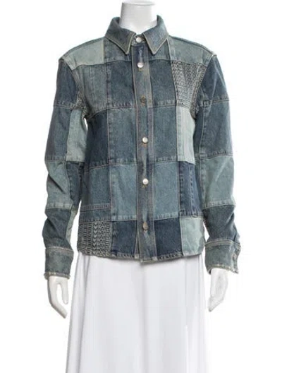 Pre-owned Marc Jacobs Patterned Denim Jacket In Blue