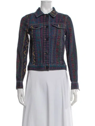 Pre-owned Marc Jacobs Patterned Denim Jacket In Blue