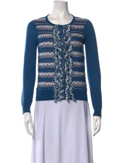 Pre-owned Marc Jacobs Patterned Open Front Sweater In Blue