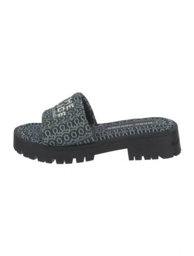 Pre-owned Marc Jacobs Patterned Slides In Blue