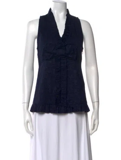 Pre-owned Marc Jacobs Patterned V-neck Top In Blue