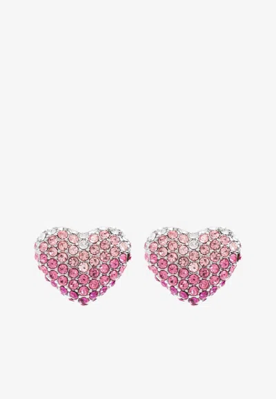 Marc Jacobs Paved Balloon Heart Earrings In Pink