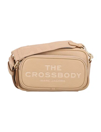 Marc Jacobs Pebble Leather Crossbody Bag With Iconic Logo In Neutrals