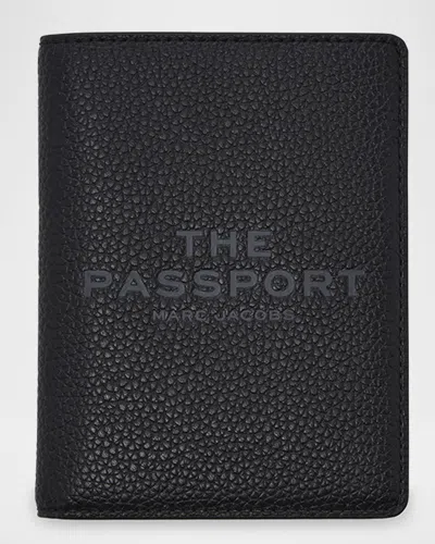 Marc Jacobs Pebble Leather Passport Holder In Black