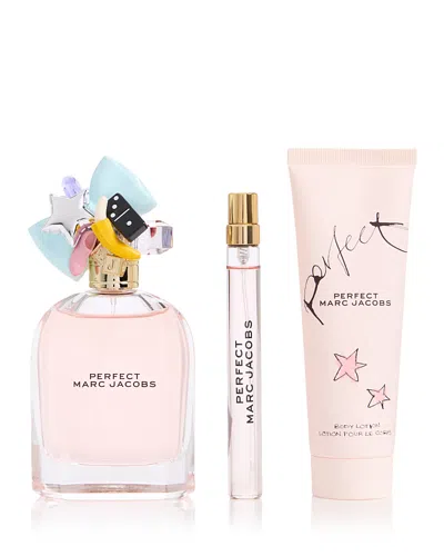 Marc Jacobs Perfect Eau De Parfum For Women & Body Lotion Trio Gift Set ($229 Value) In Transparent