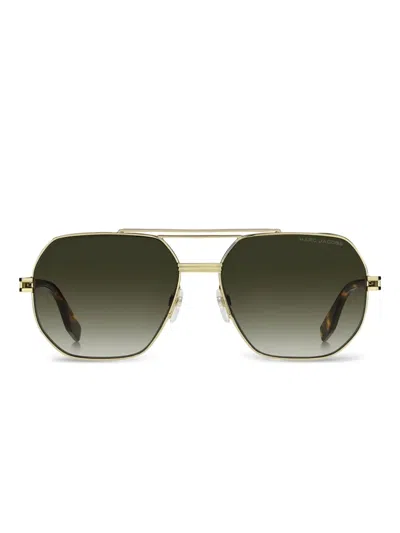 Marc Jacobs Gold Havana Metal Sunglasses In Green