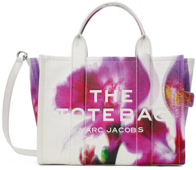 MARC JACOBS PINK & WHITE 'THE FUTURE FLORAL LEATHER MEDIUM' TOTE