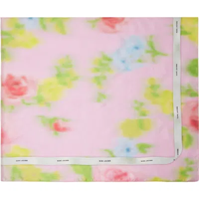 Marc Jacobs Pink Blurred Floral Silk Scarf