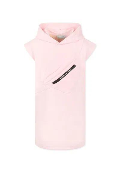 Marc Jacobs Kids' Pink Brushed Dress For Girl With Pouch