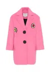 Marc Jacobs Pink Coat For Girl With Patch In Pink