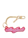 Marc Jacobs Womens The Cursive Logo Bag Charm Bow Pink Multi In Gold