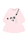 Marc Jacobs Pink Dress For Baby Girl With Bag Print In Pink
