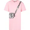MARC JACOBS PINK DRESS FOR GIRL WITH BAG PRINT AND LOGO