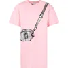 Marc Jacobs Pink Dress For Girl With Bag Print And Logo In Pink