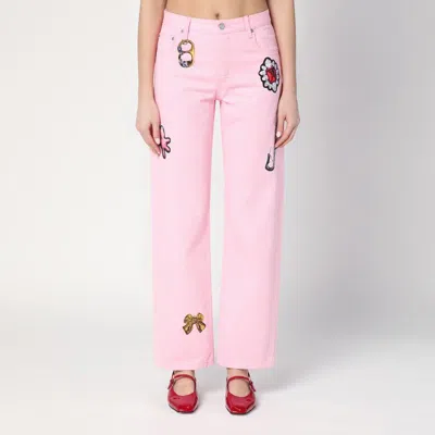 Marc Jacobs Pink Jeans With Prints In Blue