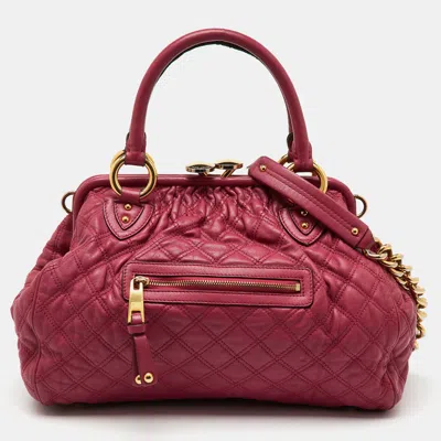 Pre-owned Marc Jacobs Pink Quilted Leather Stam Satchel