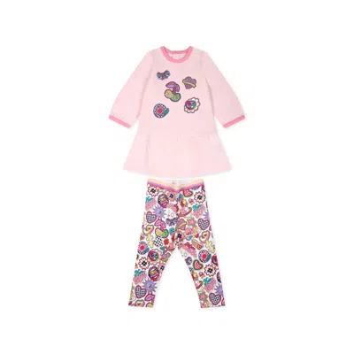 Marc Jacobs Pink Suit For Baby Girl With Print In Rosa