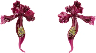 Marc Jacobs Pink 'the Future Floral' Earrings In 041 Silver/hot Pink
