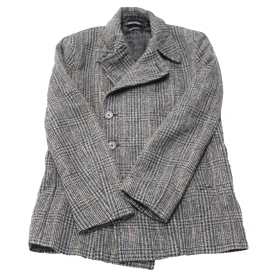 Pre-owned Marc Jacobs Plaid Pea Coat In Grey Wool In Gray