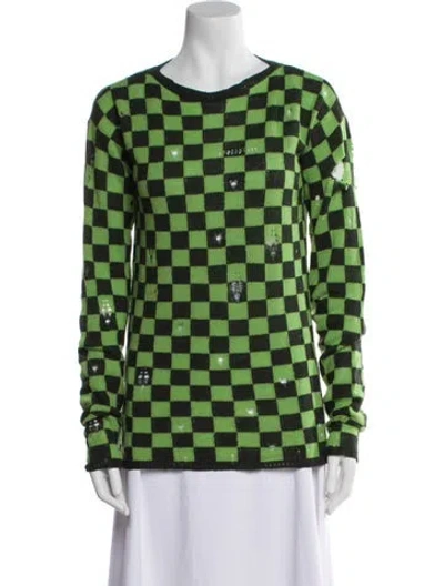 Pre-owned Marc Jacobs Plaid Print Bateau Neckline Sweater In Multi