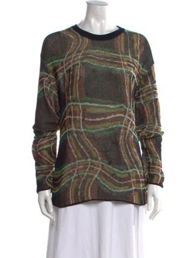 Pre-owned Marc Jacobs Plaid Print Crew Neck Sweater In Green