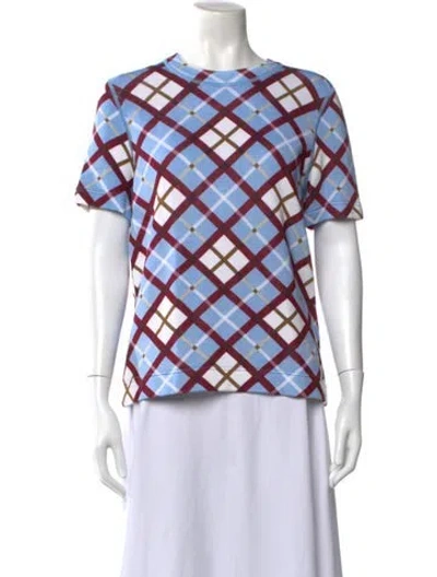 Pre-owned Marc Jacobs Plaid Print Crew Neck T-shirt In Blue