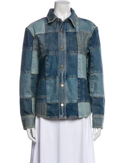 Pre-owned Marc Jacobs Plaid Print Denim Jacket In Blue