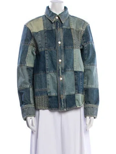 Pre-owned Marc Jacobs Plaid Print Denim Jacket W/ Tags In Multi