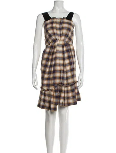 Pre-owned Marc Jacobs Plaid Print Knee-length Dress In Brown