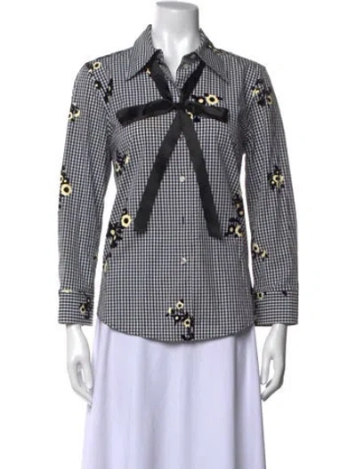 Pre-owned Marc Jacobs Plaid Print Long Sleeve Button-up Top In Black