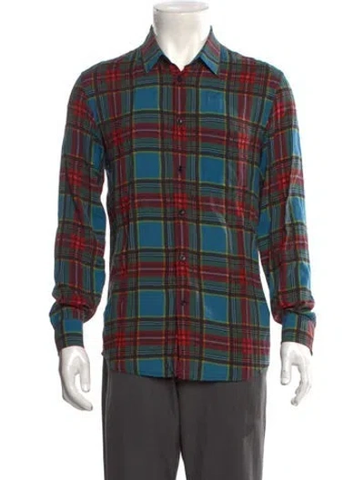 Pre-owned Marc Jacobs Plaid Print Long Sleeve Shirt In Blue