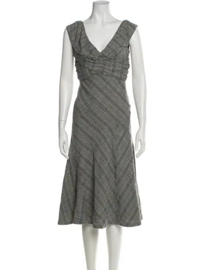 Pre-owned Marc Jacobs Plaid Print Midi Length Dress In Gray