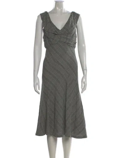 Pre-owned Marc Jacobs Plaid Print Midi Length Dress In Gray