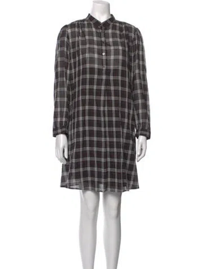 Pre-owned Marc Jacobs Plaid Print Mini Dress In Black