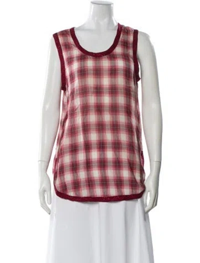 Pre-owned Marc Jacobs Plaid Print Scoop Neck Top In Red
