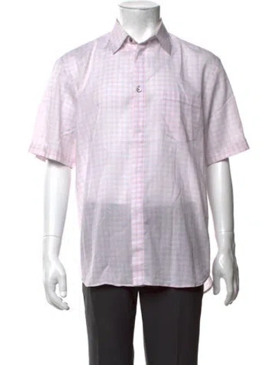 Pre-owned Marc Jacobs Plaid Print Short Sleeve Dress Shirt In Red