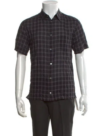 Pre-owned Marc Jacobs Plaid Print Short Sleeve Shirt In Black
