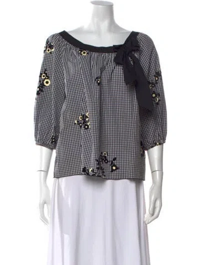 Pre-owned Marc Jacobs Plaid Print Square Neckline Blouse In Blue
