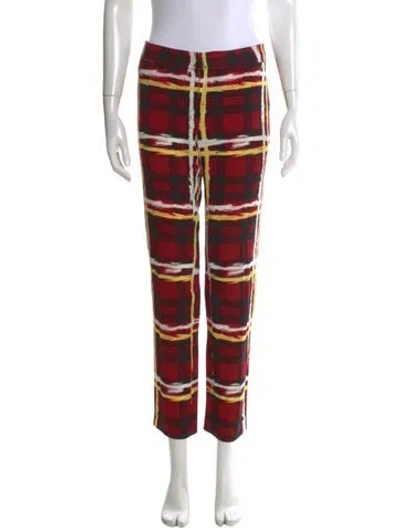 Pre-owned Marc Jacobs Plaid Print Straight Leg Pants In Red