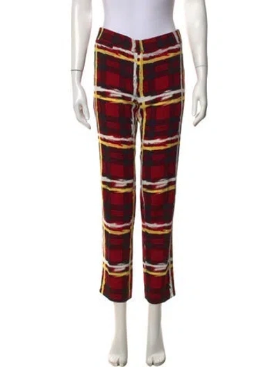 Pre-owned Marc Jacobs Plaid Print Straight Leg Pants In Red