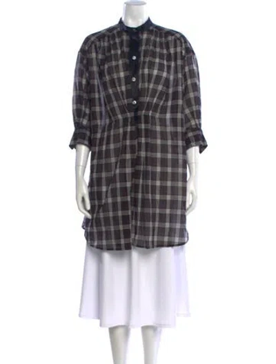 Pre-owned Marc Jacobs Plaid Print Three-quarter Sleeve Tunic In Black